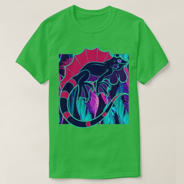 Synthwave Reptile Lover Pet Lizard Owner Iguana T-Shirt (Design vorne)