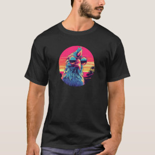 Synthwave Rooster mit Sonnenbrille Retro 80er Chic T-Shirt