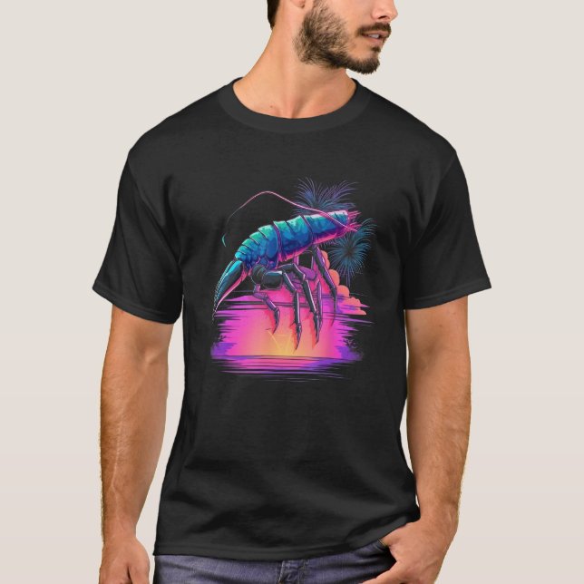 Synthwave Shrimp  Vaporwave Crawfish  Retro 90s Cr T-Shirt (Vorderseite)