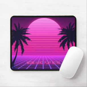 Synthwave-Sonnenuntergang Retro-80er-Ästhetik Groß Mousepad