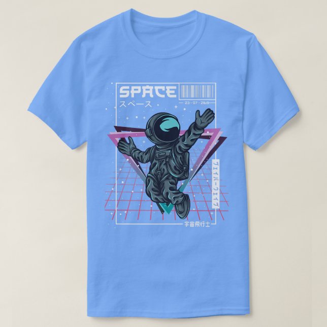 Synthwave Space Astronaut Ästhetik Cyberpunk Vapo T-Shirt (Design vorne)
