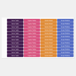 Synthwave Sunset Colors Waterproof Name Labels Etiketten