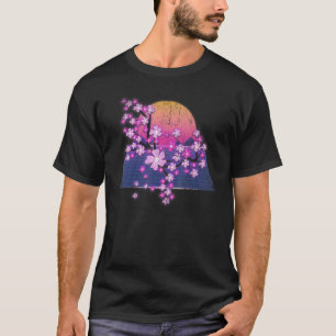 Synthwave Sunset Sakura Blume 90er Vaporwave Cherr T-Shirt