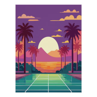 Synthwave Sunset Wall Décor Poster