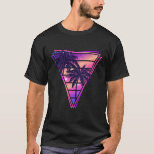 Synthwave Vaporwave Dreieck Palmen Gradient  T-Shirt