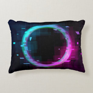 Synthwave Vaporwave Retrowave Glitch Circle mit b Dekokissen