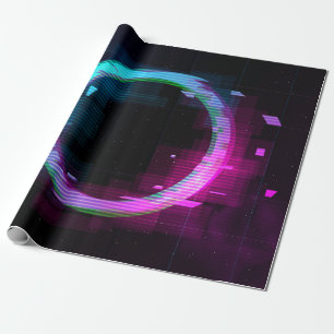 Synthwave Vaporwave Retrowave Glitch Circle mit b Geschenkpapier