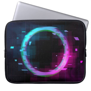 Synthwave Vaporwave Retrowave Glitch Circle mit b Laptopschutzhülle