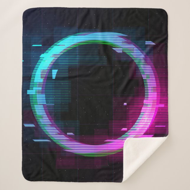 Synthwave Vaporwave Retrowave Glitch Circle mit b Sherpadecke (Vorderseite)