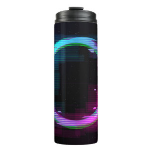 Synthwave Vaporwave Retrowave Glitch Circle mit b Thermosbecher