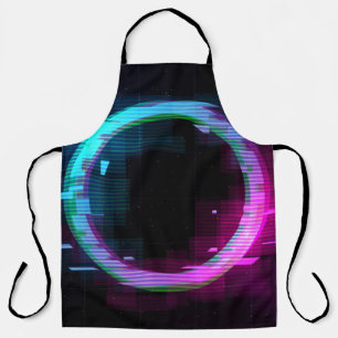 Synthwave Vaporwave Retrowave Glitch-Kreis mit b Schürze