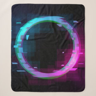 Synthwave Vaporwave Retrowave Glitch-Kreis mit b Sherpadecke