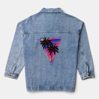 Synthwave Vaporwave Triangle Palm Trees Gradient Jeansjacke