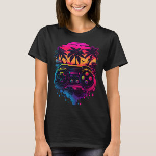 Synthwave Video Game Controller farbig T-Shirt
