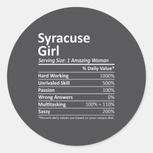 Syracuse Mädchen Ny New York Staat Lustige Stadt Z Runder Aufkleber