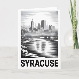 Syracuse New York Schwarz-Weiß-Holzschnitt Karte