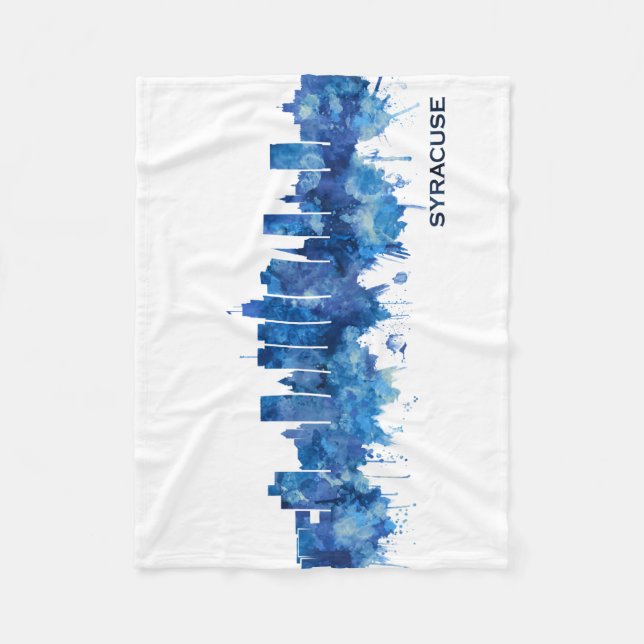 Syracuse New York Skyline Blue Fleecedecke (Vorderseite)