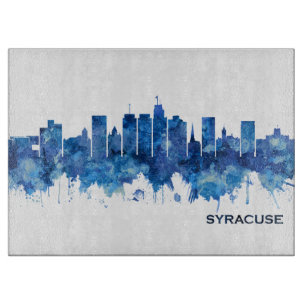 Syracuse New York Skyline Blue Schneidebrett