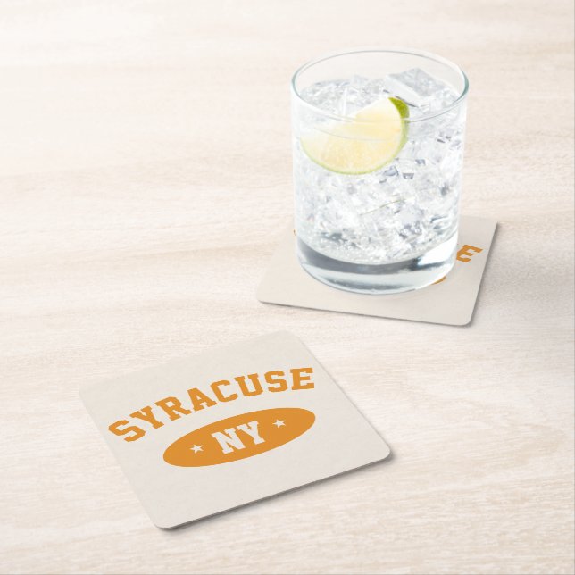 Syracuse, NY Retro Athletic-Style Paper Coasters Rechteckiger Pappuntersetzer (Vor Ort)