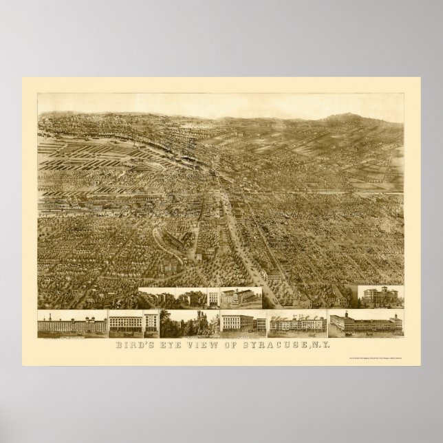 Syrakus, NY Panoramic Map - 1868 Poster (Vorne)