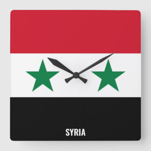 Syria Flag Dazzling Patriotic Quadratische Wanduhr