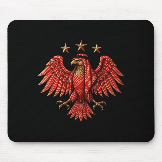 Syria Red Traditional Syrian Keffiyeh Eagle  Mousepad (Vorne)