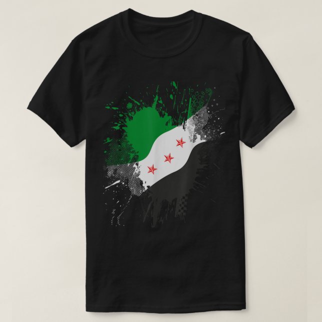 Syria Revolution Green Syrian Flag Free Syria  T-Shirt (Design vorne)