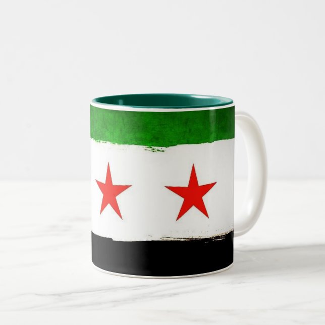 Syrian Flag Ceramic Mug Zweifarbige Tasse (VorderseiteRechts)
