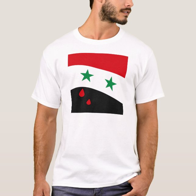 Syrien fahnenschwenkend mit blutroten Rissen T-Shirt (Vorderseite)