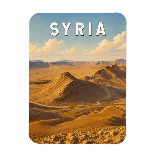 Syrien Illustration Reise Kunst Vintage Magnet (Vertikal)