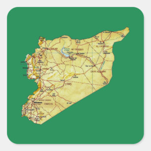Syrien-Karten-Aufkleber Quadratischer Aufkleber