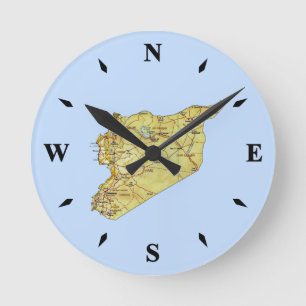 Syrien-Kartenuhr Runde Wanduhr