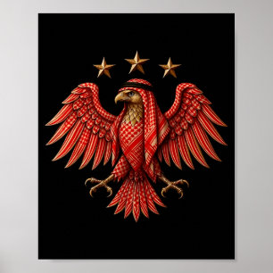 Syrien Rot Traditionelle syrische Keffiyeh Adler Poster