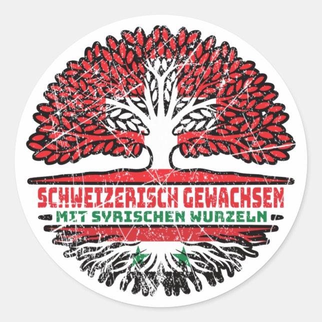 Syrien Syrisch Schweizer Baum Wurzel Runder Aufkleber (Vorderseite)