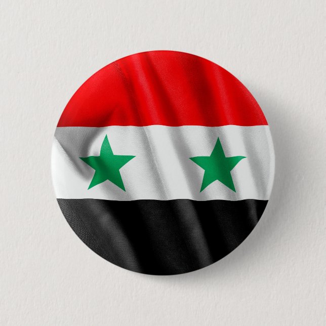 Syrienflagge 2-Zoll-Rundschaltfläche Button (Vorderseite)
