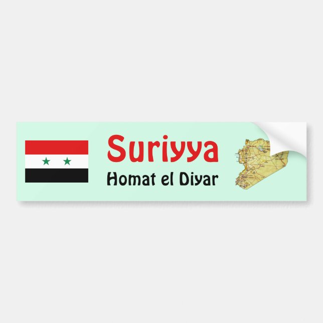 Syrienflagge + Karte Autoaufkleber (Vorne)