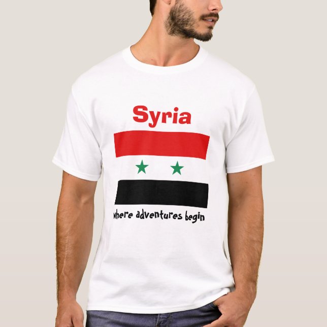 Syrienflagge + Karte + Text-T - Shirt (Vorderseite)