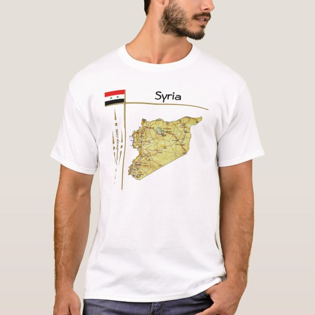 Syrienkarte + Flagge + T - Shirt (Vorderseite)