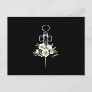 Syringe Floral Medicine Phlebotomist Blood Gift Postkarte