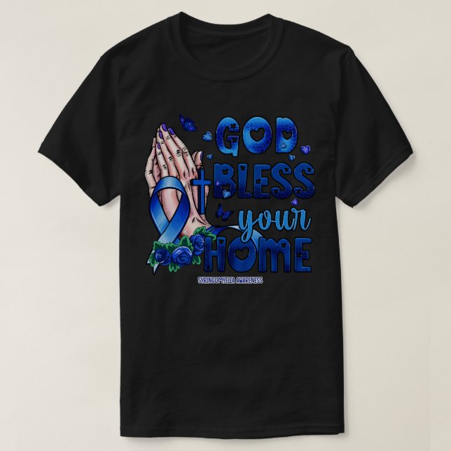 Syringomyelia Bewusstsein Gott segne Hoffnung T-Shirt (Design vorne)