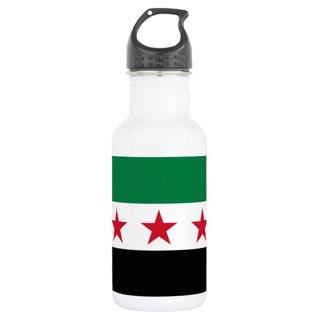 Syrische Flagge Edelstahlflasche (Vorderseite)