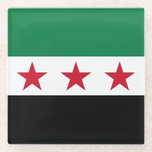 Syrische Flagge Glasuntersetzer (Vorderseite)
