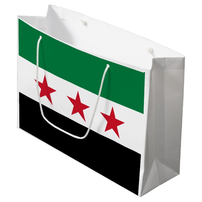 Syrische Flagge Große Geschenktüte (Vorderseite Schrägansicht)