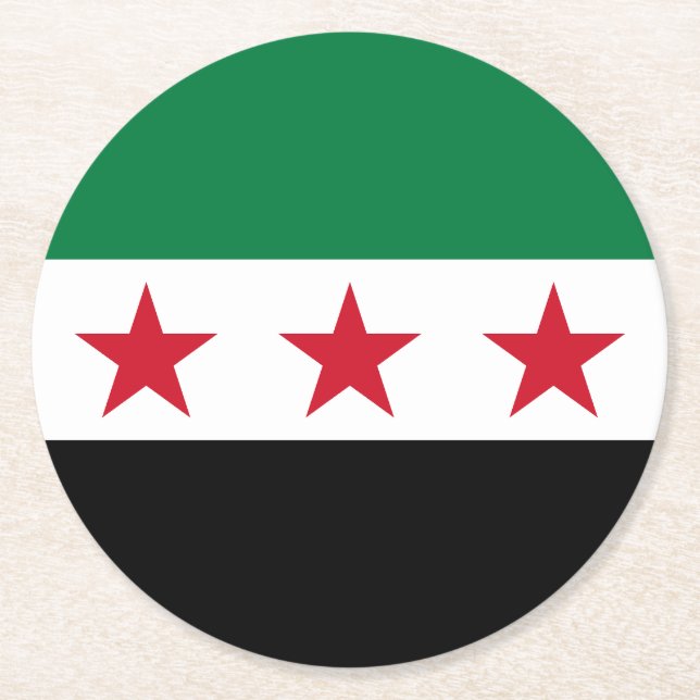 Syrische Flagge Runder Pappuntersetzer (Vorderseite)