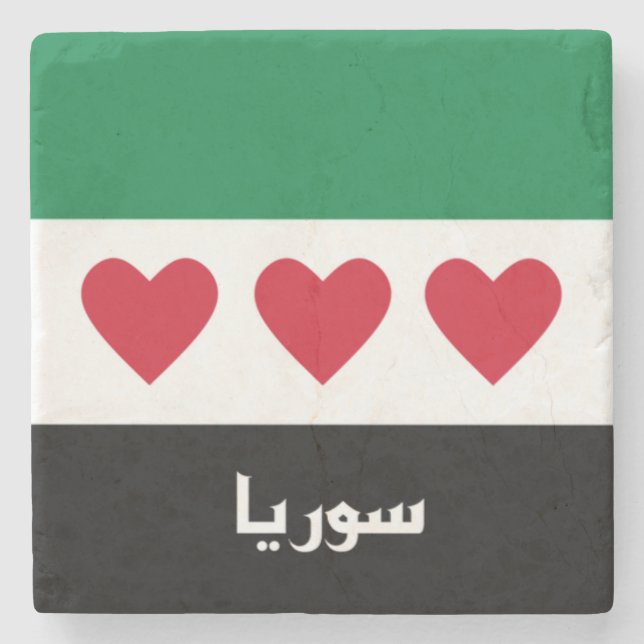 Syrische Flagge Steinuntersetzer (Vorderseite)