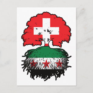 Syrische Schweizer Wurzeln und Kronenbaum Postkarte