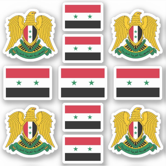 Syrische Staatssymbole/Emblem und Flagge Aufkleber (Vorderseite)