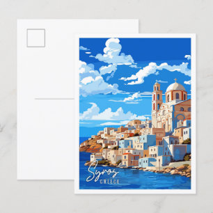 Syros Griechenland Vintage-Reiseillustration Postkarte