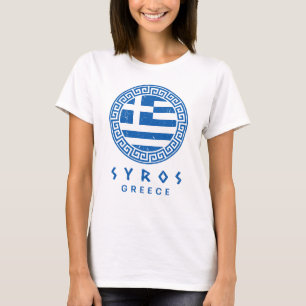 Syros und Flagge Griechenlands im Distressed-Desig T-Shirt