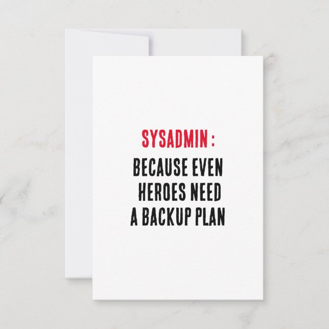 Sysadmin, weil auch Helden einen Backup-Plan benöt Dankeskarte (Vorderseite)